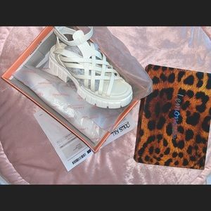 Chunky white platform sandals